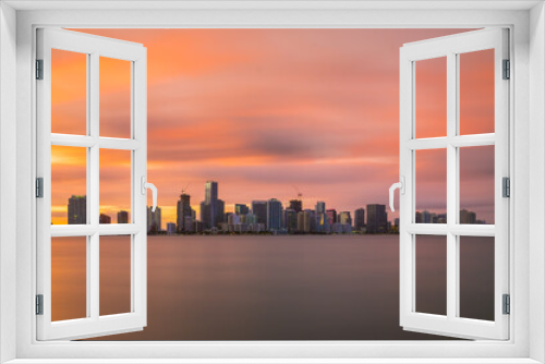 Fototapeta Naklejka Na Ścianę Okno 3D - Miami Skyline Sunset 1