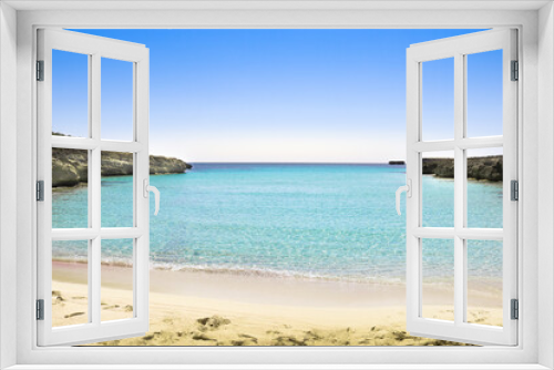 Fototapeta Naklejka Na Ścianę Okno 3D - Playa desierta cala azul turquesa en Menorca islas baleares mediterráneo