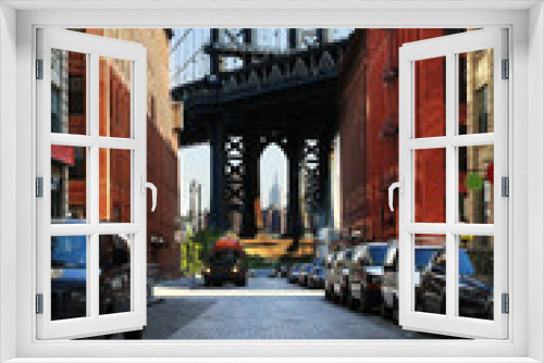 Fototapeta Naklejka Na Ścianę Okno 3D - New York Brooklyn view of Manhattan bridge