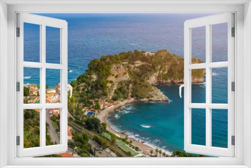 Fototapeta Naklejka Na Ścianę Okno 3D - Taormina, Sicily - Beautiful landscape view of Mazzaró beach and turquoise sea water