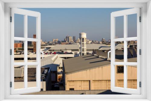 Fototapeta Naklejka Na Ścianę Okno 3D - Durban, South Africa industrial cityscape factory rooftops 3