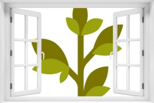 Fototapeta Naklejka Na Ścianę Okno 3D - Green tea grown plant flat cartoon isolated illustration