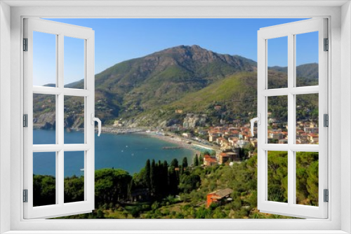 Fototapeta Naklejka Na Ścianę Okno 3D - Hilltop view of coastal Levanto, Italy, just north of the famous Cinque Terre
