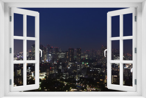 Fototapeta Naklejka Na Ścianę Okno 3D - 日本の東京都市風景・夜景（東京スカイツリー方向や汐留、晴海などを望む）