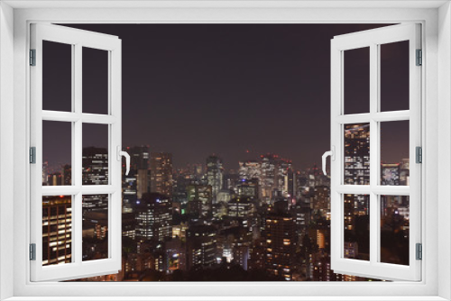 Fototapeta Naklejka Na Ścianę Okno 3D - 日本の東京都市景観・夜景（虎ノ門や霞が関方面を望む）