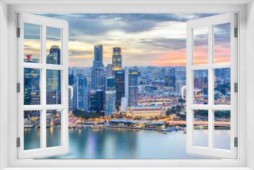 Fototapeta Naklejka Na Ścianę Okno 3D - Top views skyline business building and financial district in sunshine day at Singapore City
