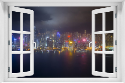 Fototapeta Naklejka Na Ścianę Okno 3D - Night light in Hong Kong city