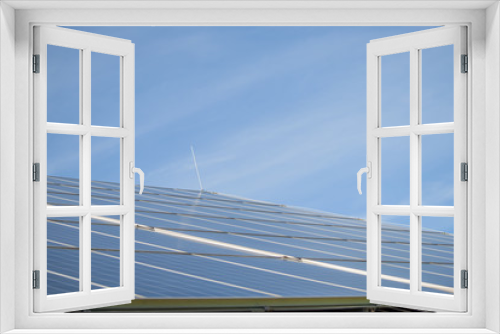 Fototapeta Naklejka Na Ścianę Okno 3D - solar photovoltaic panels close-up on sunny day