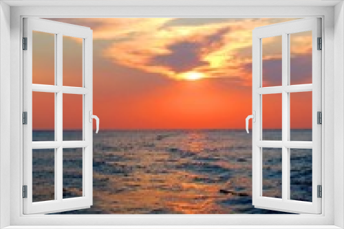 Fototapeta Naklejka Na Ścianę Okno 3D - Beautiful sunset on sea with solar path in blue orange colors