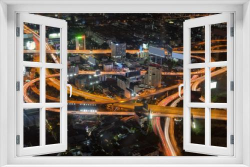 Fototapeta Naklejka Na Ścianę Okno 3D - Cityscape Bangkok skyline in middle,Thailand