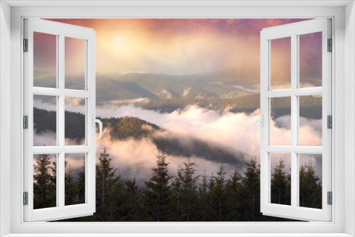 Fototapeta Naklejka Na Ścianę Okno 3D - Gentle misty mountains