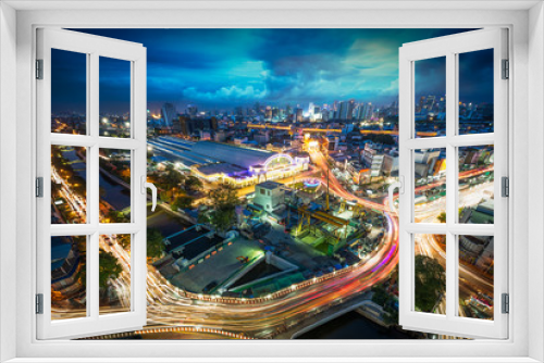 Fototapeta Naklejka Na Ścianę Okno 3D - Bangkok night scene cityscape