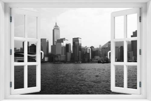 Fototapeta Naklejka Na Ścianę Okno 3D - Hong Kong Island Black and white