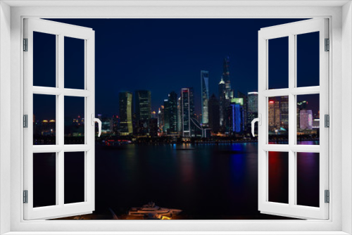 Fototapeta Naklejka Na Ścianę Okno 3D - Aerial photography at Shanghai Skyline of night scene