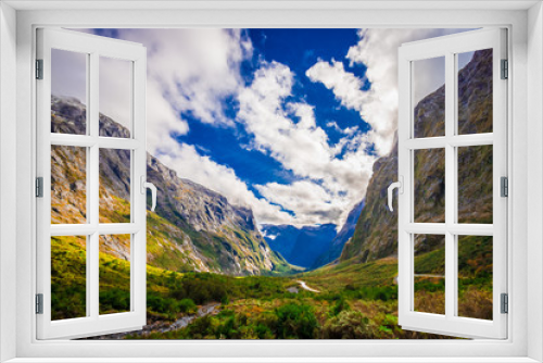 Fototapeta Naklejka Na Ścianę Okno 3D - Beautiful landscape of high mountain glacier at milford sound, in south island in New Zealand