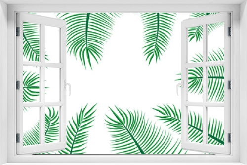 Fototapeta Naklejka Na Ścianę Okno 3D - Time of summer vacation. Vector illustration of summer vacation background with palm trees.