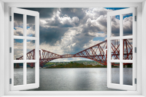 Fototapeta Naklejka Na Ścianę Okno 3D - The Forth Bridge and the Inchgarvie Fort, Firth of Forth, Scotla