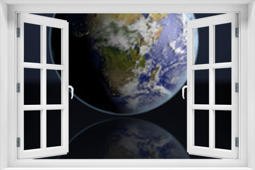 Fototapeta Naklejka Na Ścianę Okno 3D - Globe facing Africa in dark