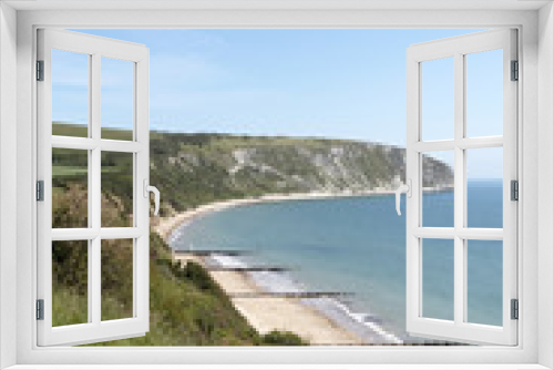 Fototapeta Naklejka Na Ścianę Okno 3D - Swanage Bay Jurassic coastline looking towards Ballard Cliff and Ballard Point. Dorset England UK