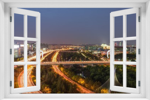 Fototapeta Naklejka Na Ścianę Okno 3D - skyline city night scape, traffic in seoul korea 
