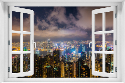 Fototapeta Naklejka Na Ścianę Okno 3D - Hong kong china cityscape in the night from victoria peak