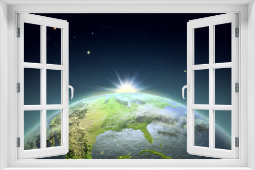 Fototapeta Naklejka Na Ścianę Okno 3D - North America from space in sunrise
