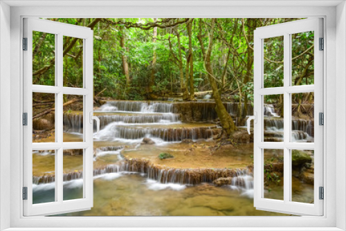Fototapeta Naklejka Na Ścianę Okno 3D - Beautiful water stream of waterfall