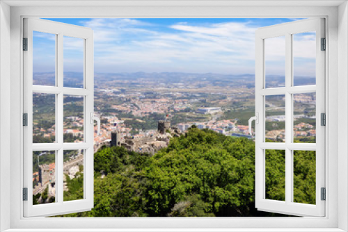 Fototapeta Naklejka Na Ścianę Okno 3D - View of the mountains, parks and the village of Sintra from the Moorish Castle