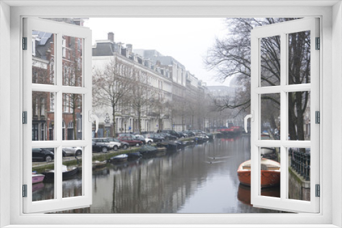 Fototapeta Naklejka Na Ścianę Okno 3D - Amsterdam street during winter