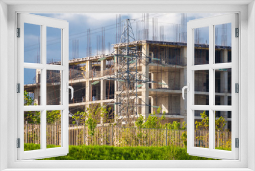 Fototapeta Naklejka Na Ścianę Okno 3D - Construction Site, frame of the house