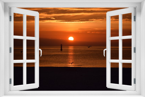 Fototapeta Naklejka Na Ścianę Okno 3D - Wschód słońca - morze