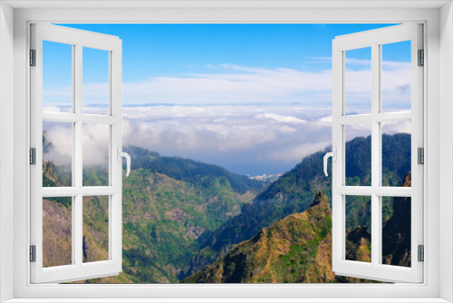 Fototapeta Naklejka Na Ścianę Okno 3D - View of mountains on the route Encumeada - Boca De Corrida, Madeira Island, Portugal, Europe.