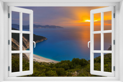Fototapeta Naklejka Na Ścianę Okno 3D - Sunset at Myrtos beach- Kefalonia, Greece