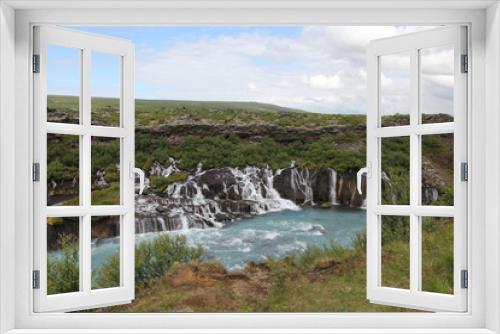 Fototapeta Naklejka Na Ścianę Okno 3D - Hraunfossar, Iceland