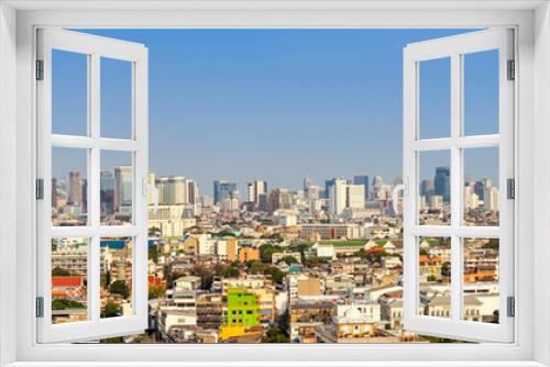 Fototapeta Naklejka Na Ścianę Okno 3D - panorama cityscape of Bangkok city skyline , panoramic landscape  Thailand