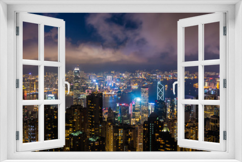 Fototapeta Naklejka Na Ścianę Okno 3D - Hong kong china cityscape in the night from victoria peak