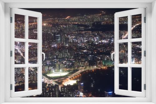 Fototapeta Naklejka Na Ścianę Okno 3D - Night view of Seoul city, Korea at night from hight building