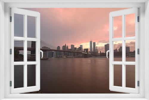 Fototapeta Naklejka Na Ścianę Okno 3D - Brooklyn Bridge bei Sonnenuntergang