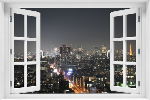 Fototapeta Naklejka Na Ścianę Okno 3D - 日本の東京都市風景・夜景（渋谷区や千代田区、港区方面などを望む）