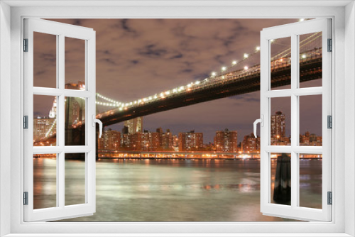 Fototapeta Naklejka Na Ścianę Okno 3D - brooklyn bridge  at night