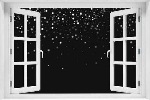 Random falling white dots. Scatter top gradient with random falling white dots on black background. Vector illustration.