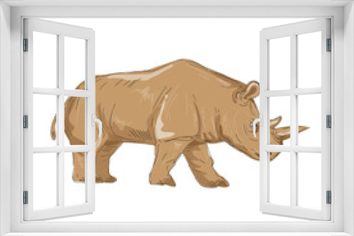 Fototapeta Naklejka Na Ścianę Okno 3D - Northern White Rhinoceros Side Drawing
