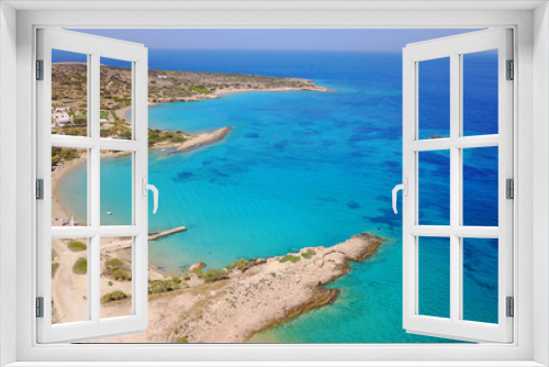 Fototapeta Naklejka Na Ścianę Okno 3D - Aerial drone photo of Koufonisi island with clear turquoise waters, Cyclades, Greece