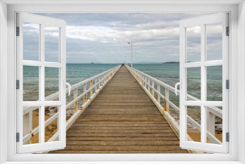 Fototapeta Naklejka Na Ścianę Okno 3D - Point Lonsdale Pier on an overcast autumn afternoon - Victoria, Australia