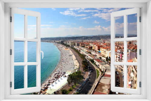 Fototapeta Naklejka Na Ścianę Okno 3D - Aerial view of the Beach and Promenade in Nice France