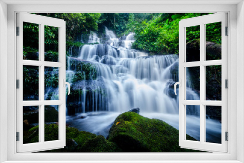 Fototapeta Naklejka Na Ścianę Okno 3D - Background Waterfall rocks. Waterfall nature.Waterfall in Thailand.