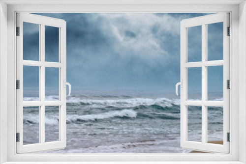 Fototapeta Naklejka Na Ścianę Okno 3D - seascape image of stormy day on beach