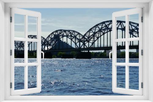 Fototapeta Naklejka Na Ścianę Okno 3D - Brücke über der Düwa in Riga