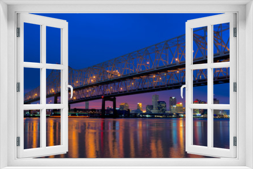 Fototapeta Naklejka Na Ścianę Okno 3D - Mississippi river bridge over looking New Orleans downtown 