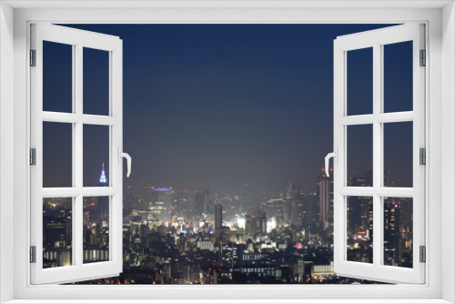 Fototapeta Naklejka Na Ścianę Okno 3D - 日本の東京都市景観・夜景「新宿区方面などを望む」
